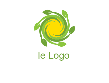 leaves around sun logo