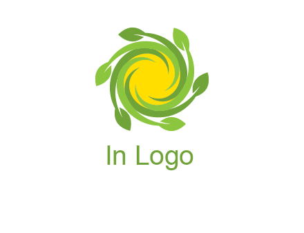 leaves around sun logo