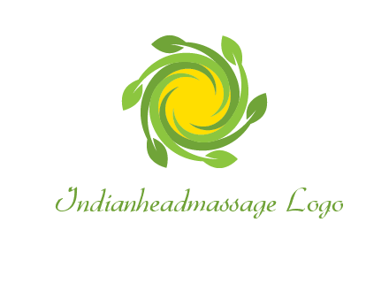 leaves around sun logo