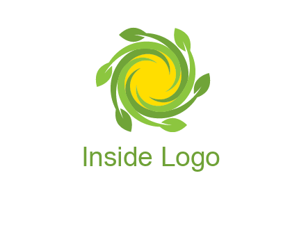 leaves around sun logo