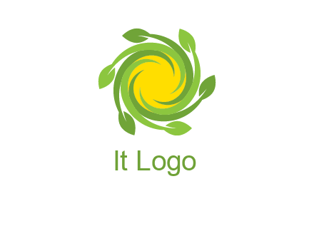 leaves around sun logo