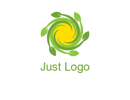 leaves around sun logo