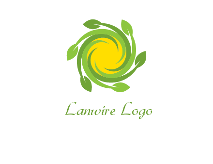 leaves around sun logo