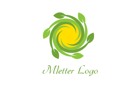 leaves around sun logo