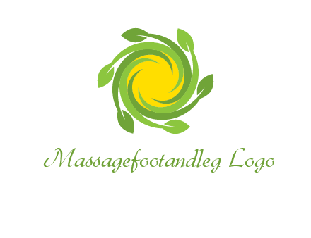 leaves around sun logo