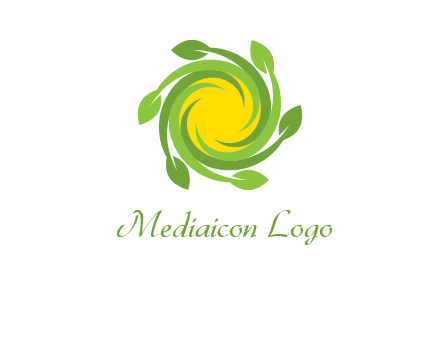 leaves around sun logo