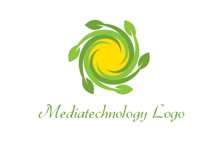 leaves around sun logo