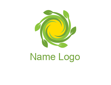leaves around sun logo