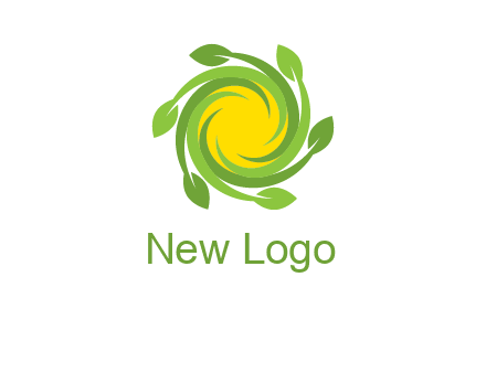 leaves around sun logo