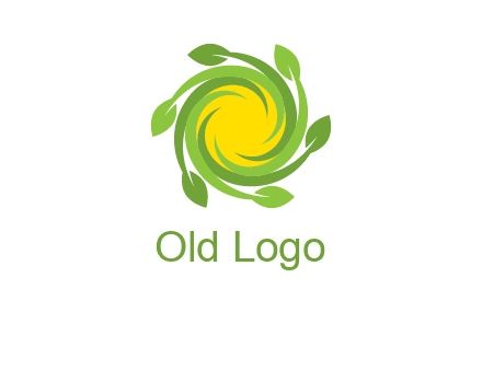 leaves around sun logo