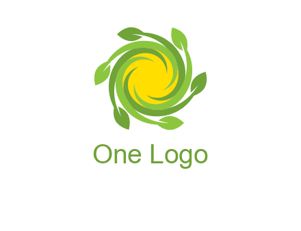 leaves around sun logo