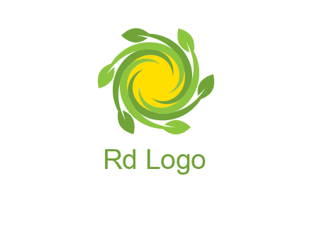 leaves around sun logo