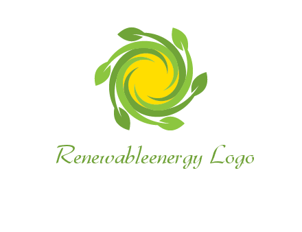 leaves around sun logo