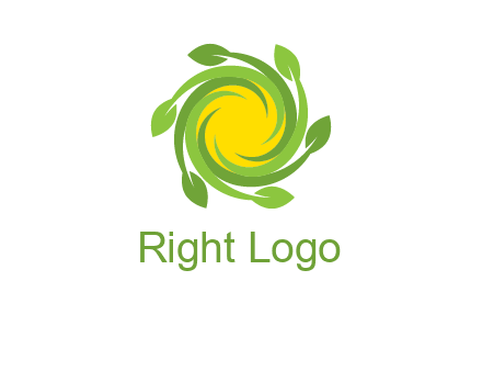 leaves around sun logo