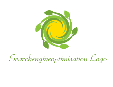 leaves around sun logo