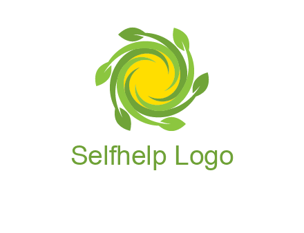 leaves around sun logo