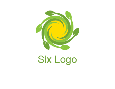 leaves around sun logo