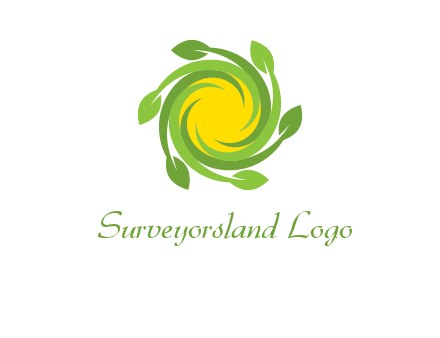 leaves around sun logo