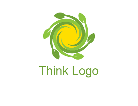 leaves around sun logo