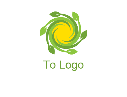 leaves around sun logo