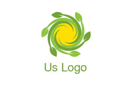 leaves around sun logo
