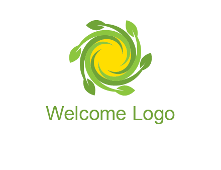 leaves around sun logo