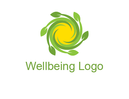 leaves around sun logo