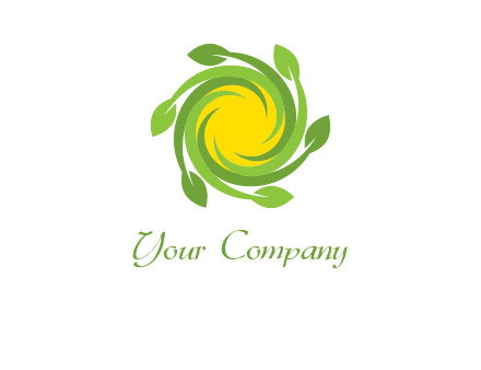 leaves around sun logo