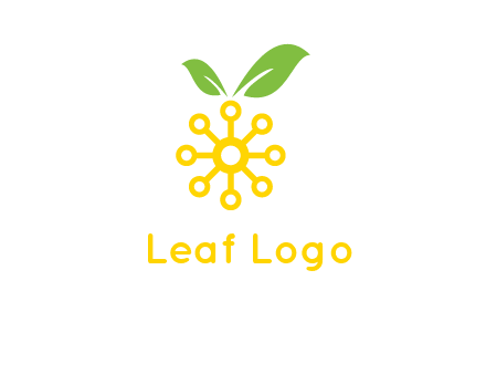 abstract sun and circle with leaf Logo