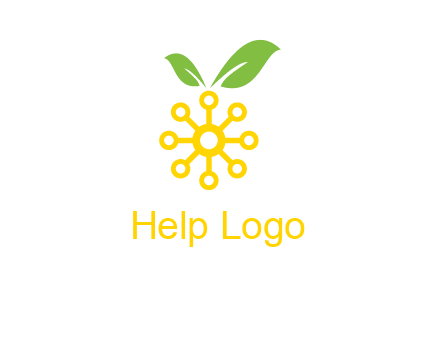 abstract sun and circle with leaf Logo