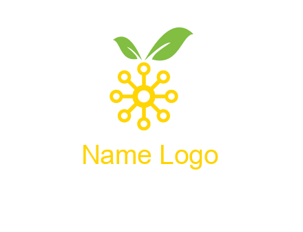 abstract sun and circle with leaf Logo