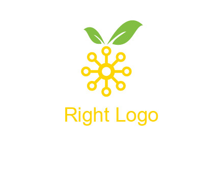 abstract sun and circle with leaf Logo
