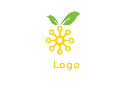 abstract sun and circle with leaf Logo
