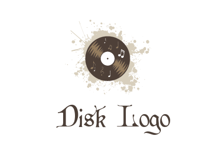 disc with music notes and splatter logo