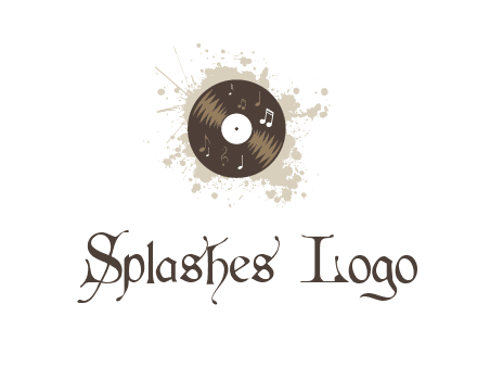 disc with music notes and splatter logo
