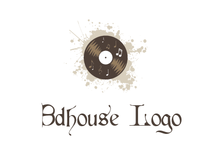 disc with music notes and splatter logo