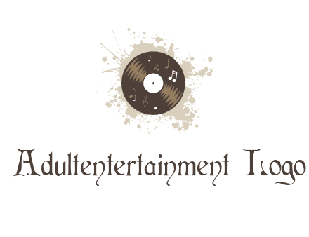 disc with music notes and splatter logo