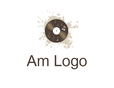 disc with music notes and splatter logo