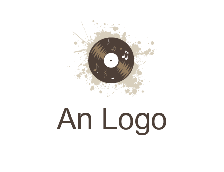 disc with music notes and splatter logo