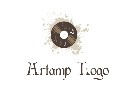 disc with music notes and splatter logo