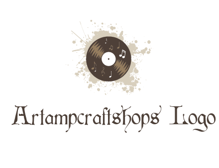 disc with music notes and splatter logo