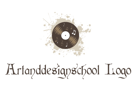 disc with music notes and splatter logo