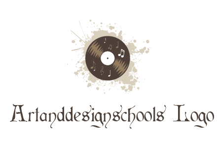 disc with music notes and splatter logo