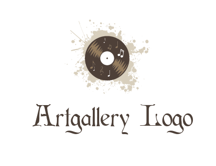 disc with music notes and splatter logo