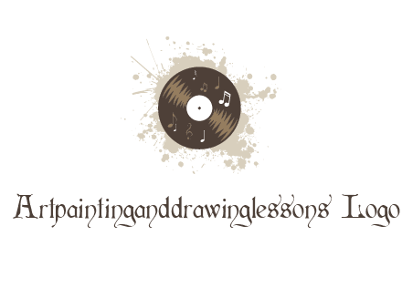 disc with music notes and splatter logo