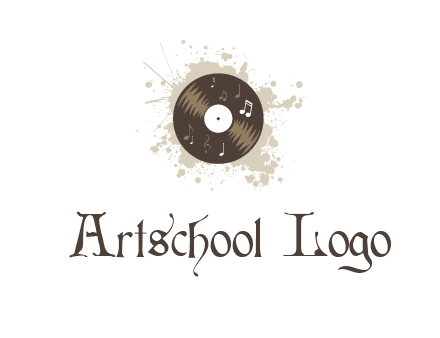 disc with music notes and splatter logo