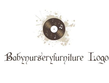 disc with music notes and splatter logo