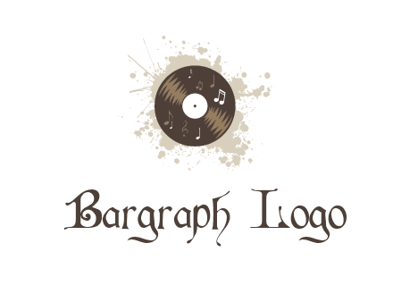 disc with music notes and splatter logo