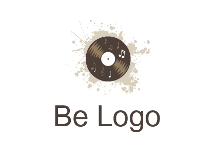 disc with music notes and splatter logo