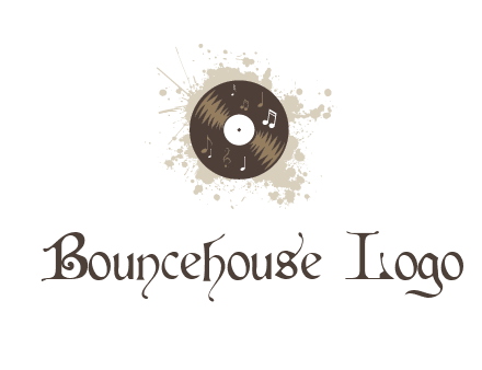 disc with music notes and splatter logo
